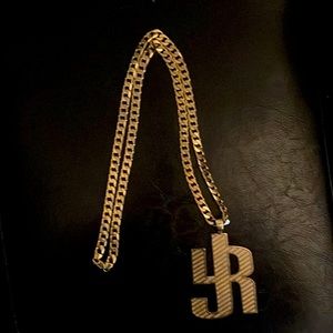 Z-Shaped 10k gold Chain with 14k gold JLR CHARM. … .